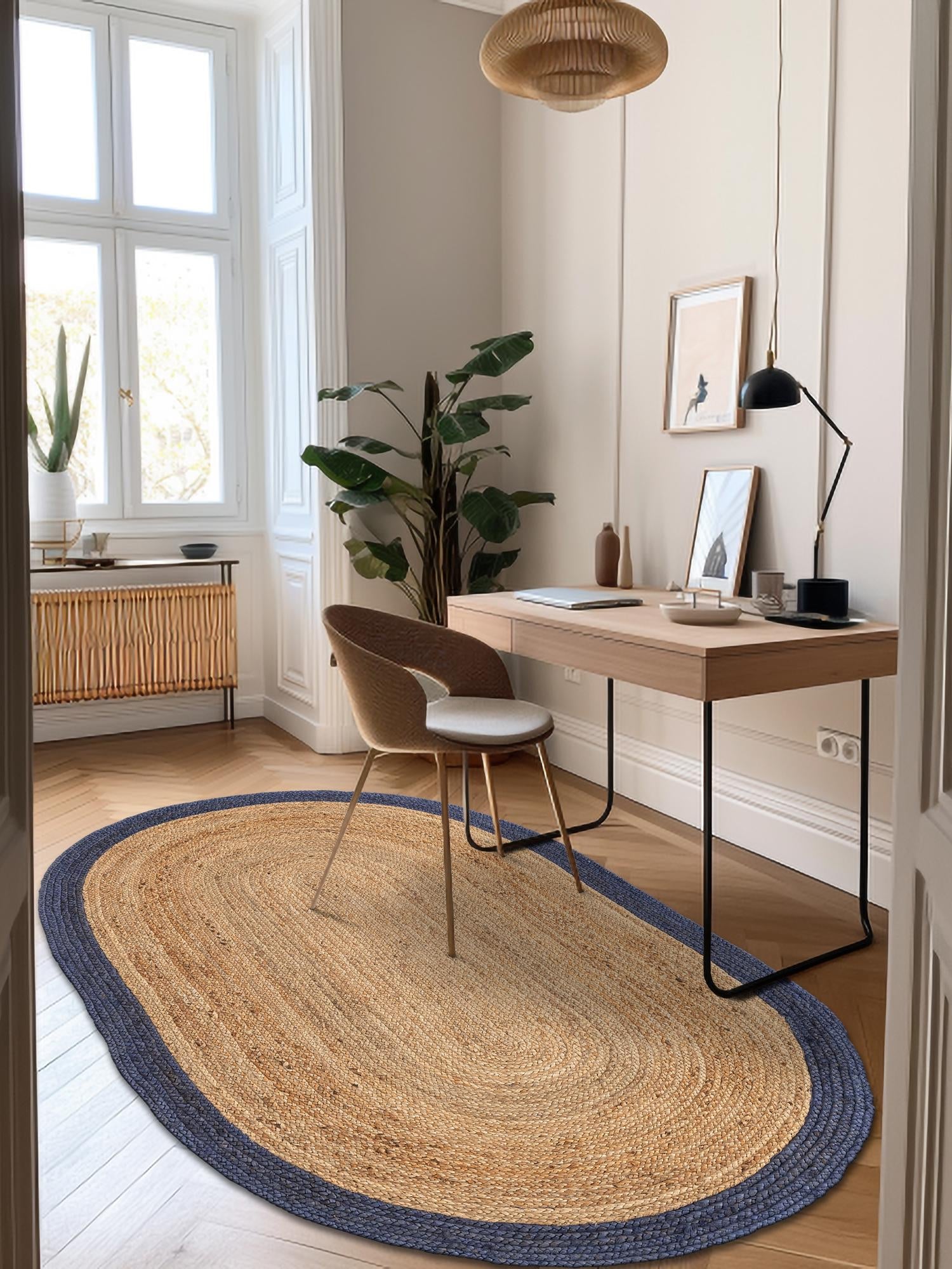Natural 8' x 10' Braided Jute Oval Area Rug 100% Jute Hand Braided Natural Eco-Friendly Boho Style Carpet for Living Rooms Dining Office Space Dorms for Sale at Rug Engine