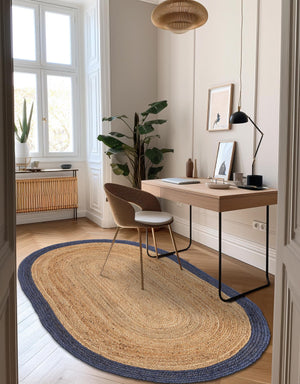 Natural 5' 1 x 8' Braided Jute Oval Rug