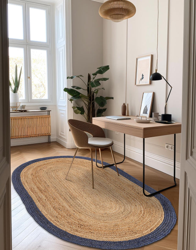 Natural 5' 1 x 8' Braided Jute Oval Rug