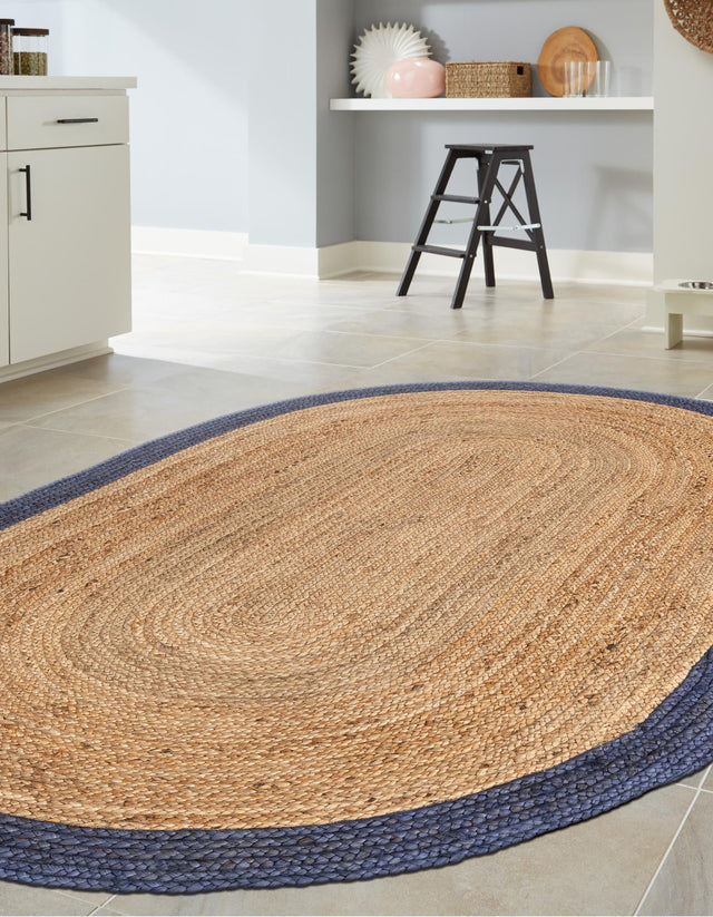Natural 5' 1 x 8' Braided Jute Oval Rug