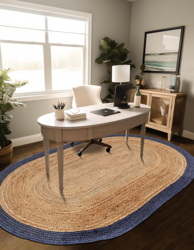 Natural 5' 1 x 8' Braided Jute Oval Rug