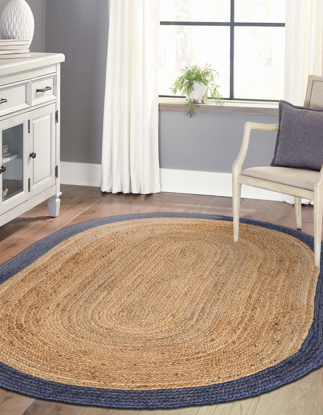 Natural 5' 1 x 8' Braided Jute Oval Rug