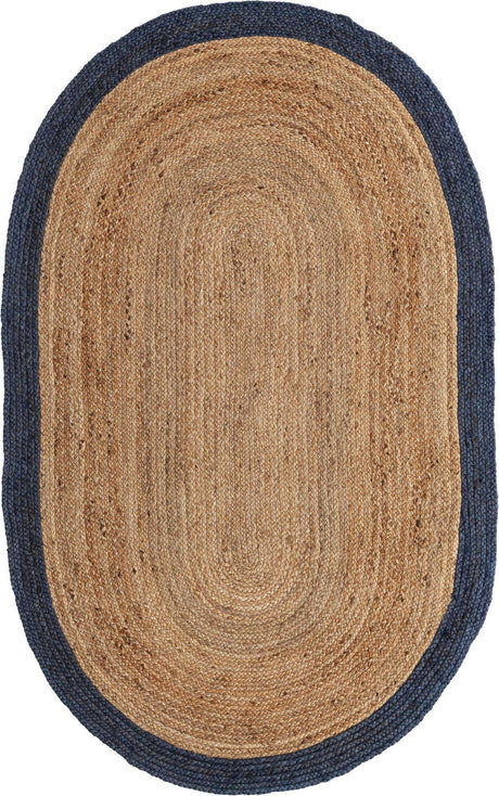 Natural 5' 1 x 8' Braided Jute Oval Rug