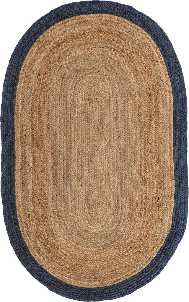 Natural 5' 1 x 8' Braided Jute Oval Rug