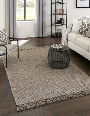 Gray 2' x 3' 1 Chunky Jute Rectangle Area Rug 100% All Natural Jute Sustainable Eco-Friendly Carpet Mat for Natural Interior Design Homes for Sale at Rug Engine