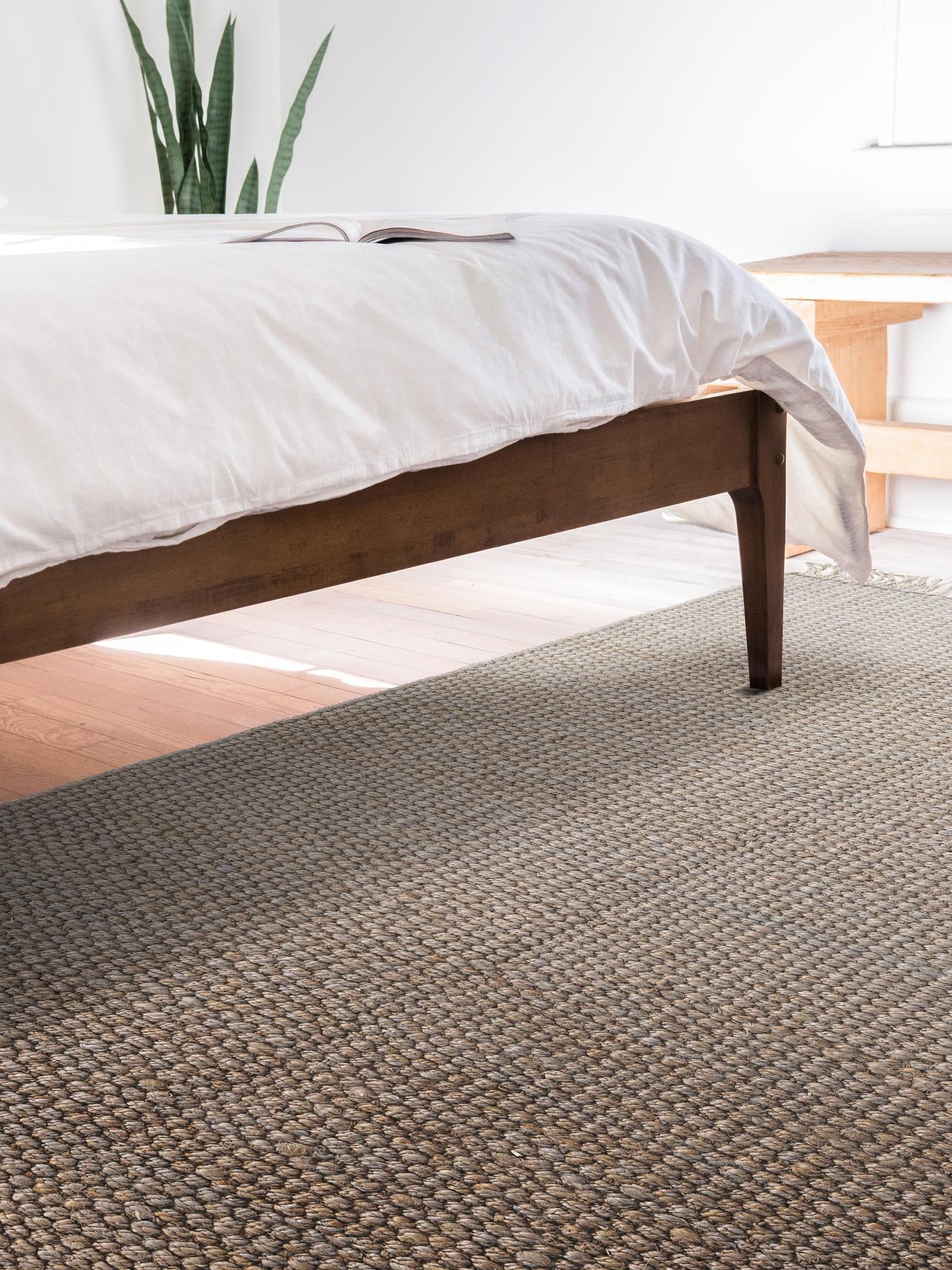 Gray 5' 1 x 8' Chunky Jute Rectangle Area Rug 100% All Natural Jute Sustainable Eco-Friendly Carpet Mat for Natural Interior Design Homes for Sale at Rug Engine