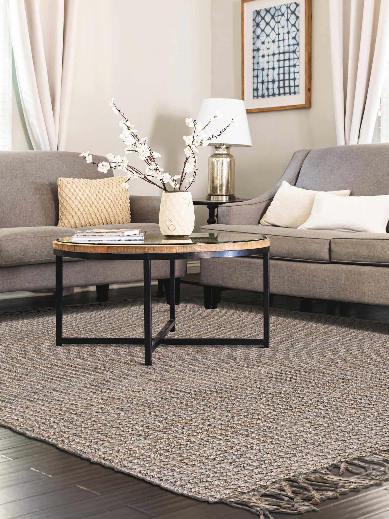 Gray 7' 1 x 10' Chunky Jute Rectangle Area Rug 100% All Natural Jute Sustainable Eco-Friendly Carpet Mat for Natural Interior Design Homes for Sale at Rug Engine