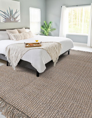 Gray 9' x 12' 2 Chunky Jute Rectangle Area Rug 100% All Natural Jute Sustainable Eco-Friendly Carpet Mat for Natural Interior Design Homes for Sale at Rug Engine