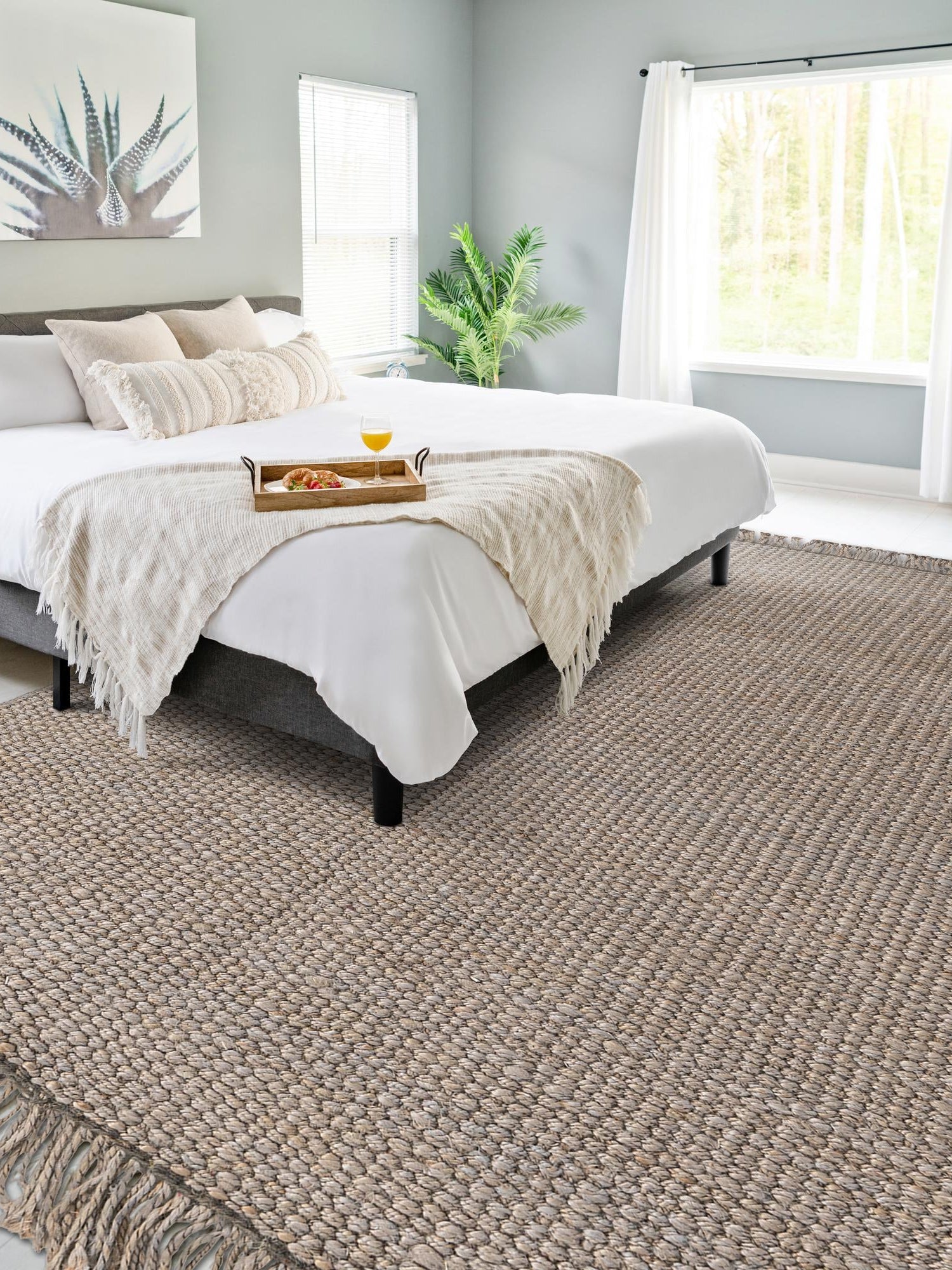 Gray 6' 1 x 9' Chunky Jute Rectangle Area Rug 100% All Natural Jute Sustainable Eco-Friendly Carpet Mat for Natural Interior Design Homes for Sale at Rug Engine