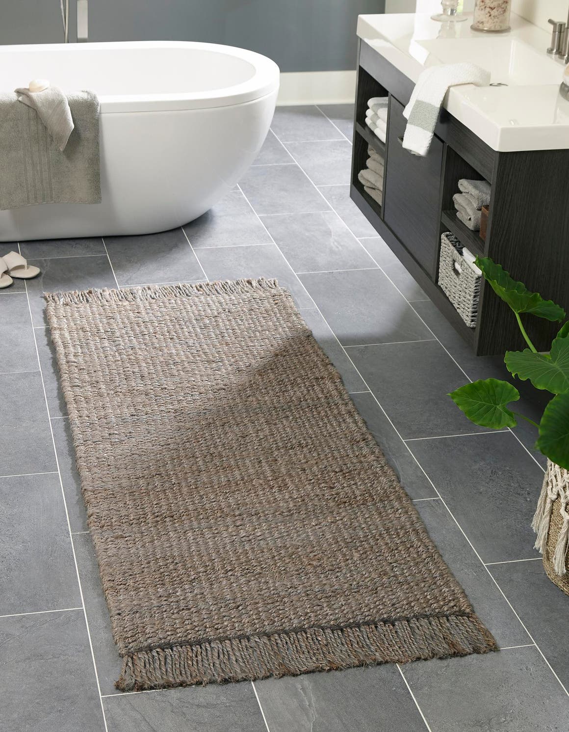 Gray 2' x 8' Chunky Jute Runner Area Rug 100% All Natural Jute Sustainable Eco-Friendly Carpet Mat for Natural Interior Design Homes for Sale at Rug Engine