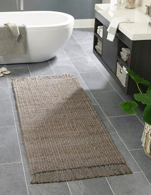 Gray 2' x 4' 1 Chunky Jute Runner Area Rug 100% All Natural Jute Sustainable Eco-Friendly Carpet Mat for Natural Interior Design Homes for Sale at Rug Engine