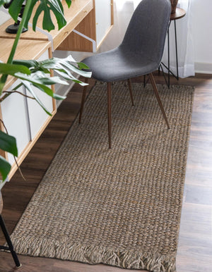 Gray 2' 7 x 6' 1 Chunky Jute Runner Area Rug 100% All Natural Jute Sustainable Eco-Friendly Carpet Mat for Natural Interior Design Homes for Sale at Rug Engine