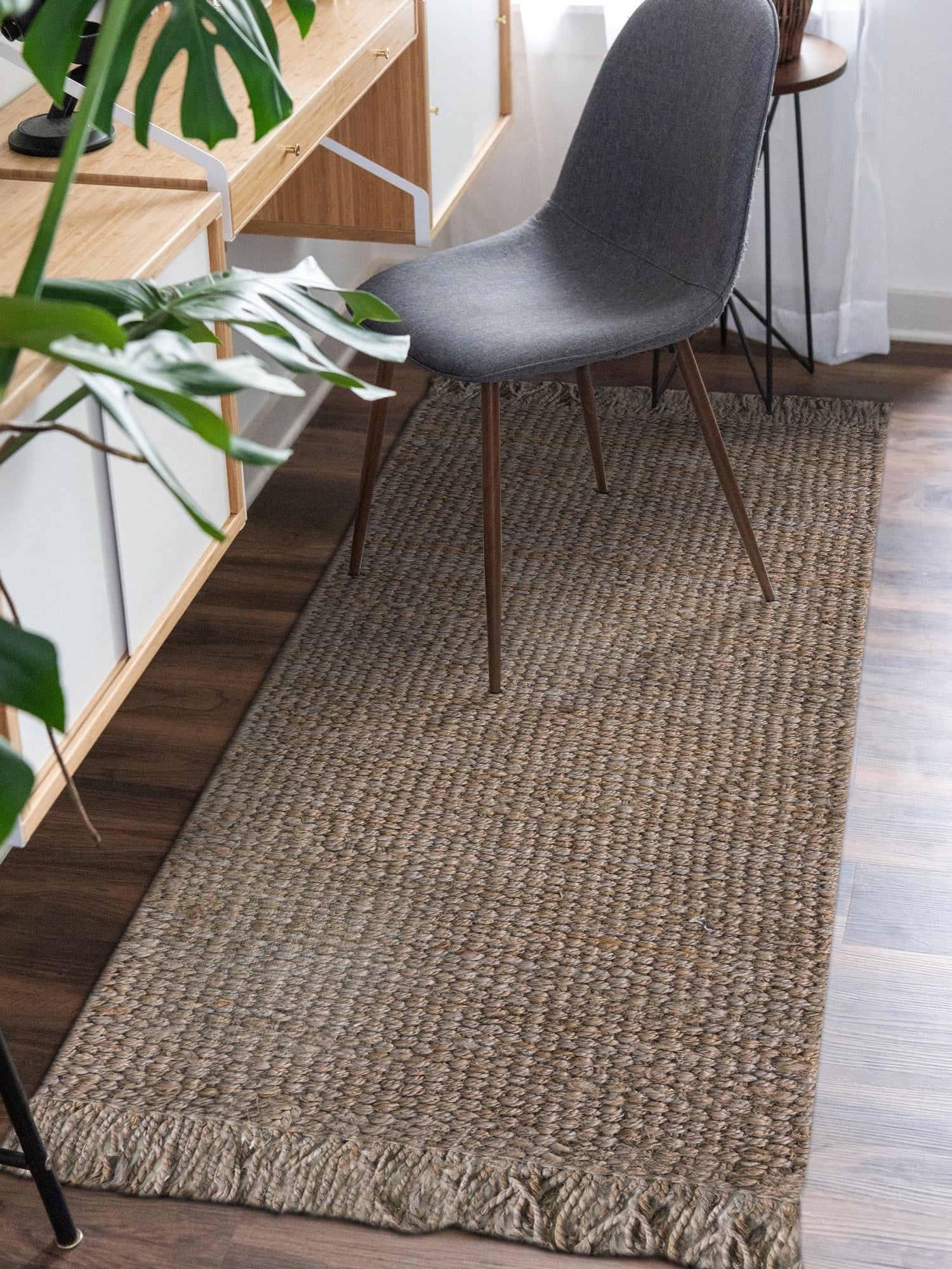 Gray 2' x 4' 1 Chunky Jute Runner Area Rug 100% All Natural Jute Sustainable Eco-Friendly Carpet Mat for Natural Interior Design Homes for Sale at Rug Engine