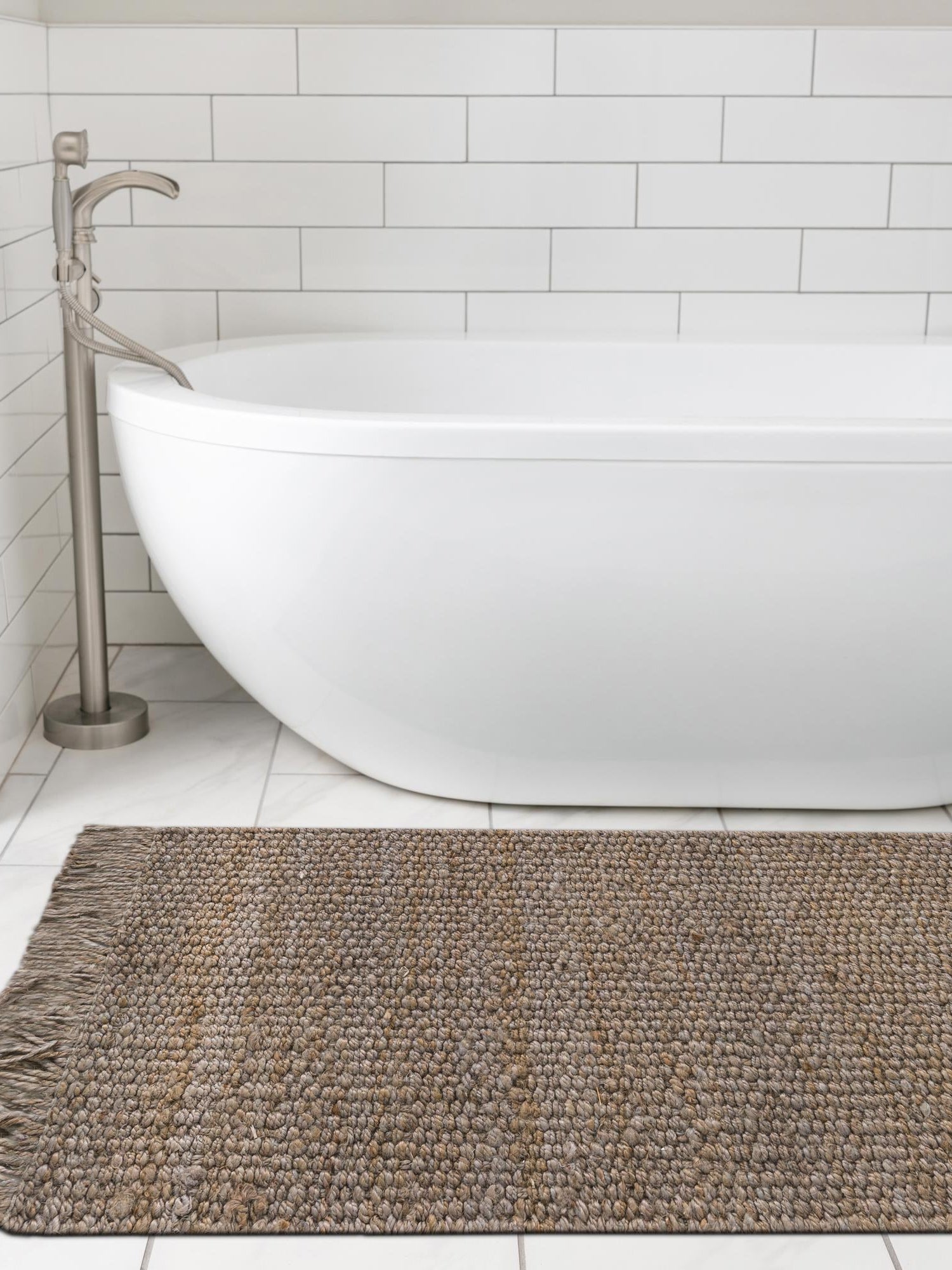 Gray 2' 7 x 6' 1 Chunky Jute Runner Area Rug 100% All Natural Jute Sustainable Eco-Friendly Carpet Mat for Natural Interior Design Homes for Sale at Rug Engine