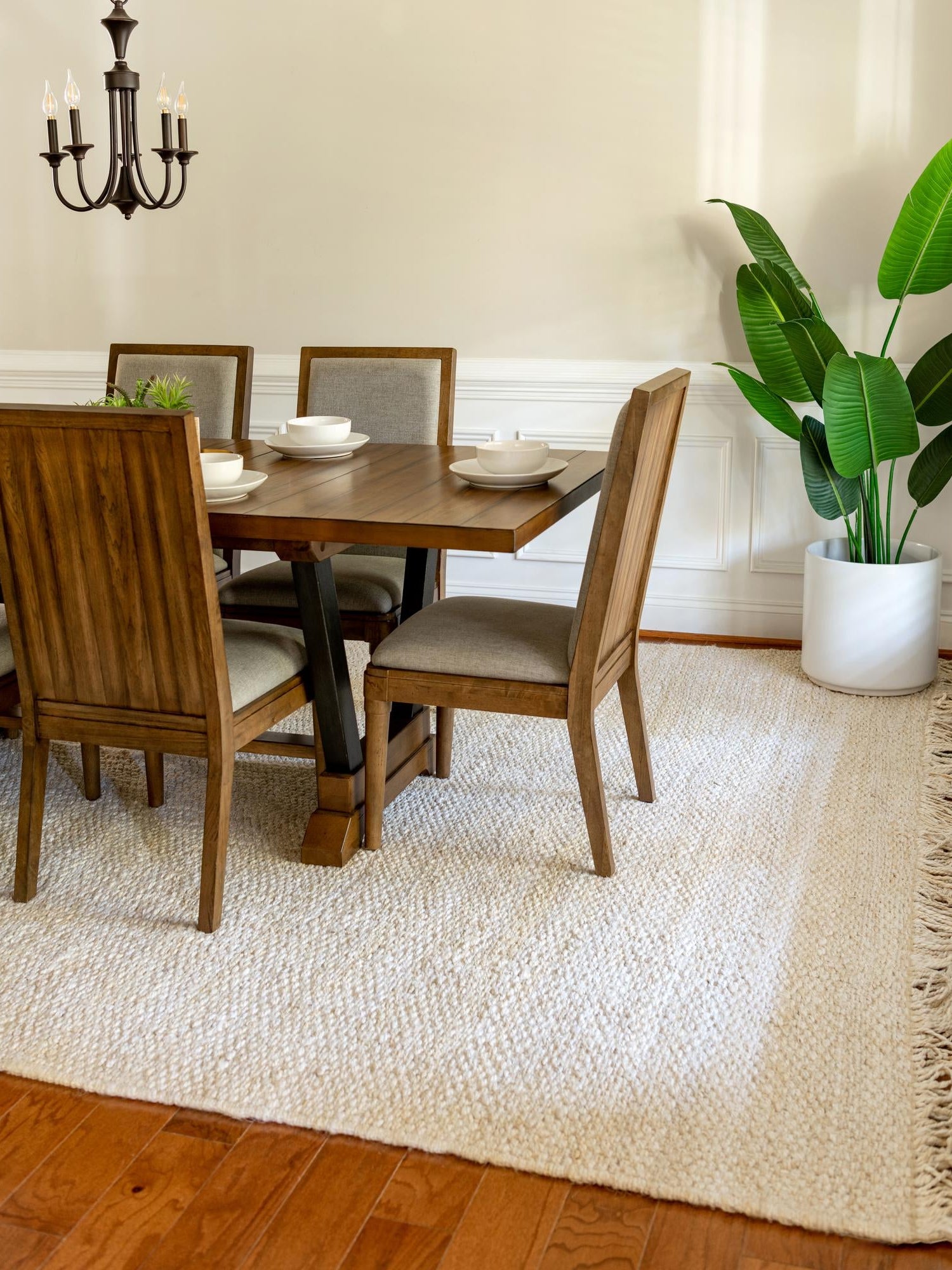 Ivory 7' 1 x 10' Chunky Jute Rectangle Area Rug 100% All Natural Jute Sustainable Eco-Friendly Carpet Mat for Natural Interior Design Homes for Sale at Rug Engine