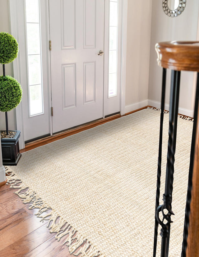 Ivory 7' 1 x 10' Chunky Jute Rectangle Area Rug 100% All Natural Jute Sustainable Eco-Friendly Carpet Mat for Natural Interior Design Homes for Sale at Rug Engine