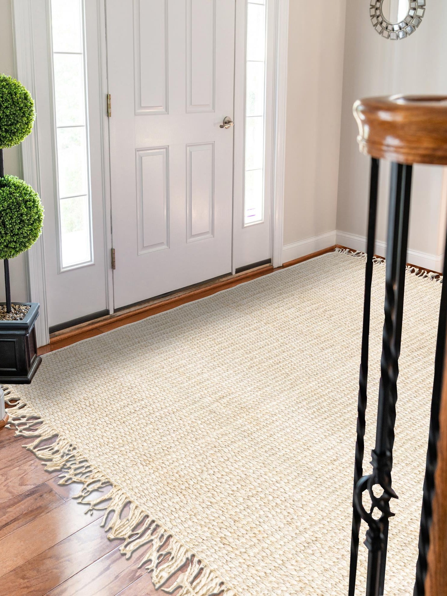Ivory 3' 1 x 5' 1 Chunky Jute Rectangle Area Rug 100% All Natural Jute Sustainable Eco-Friendly Carpet Mat for Natural Interior Design Homes for Sale at Rug Engine