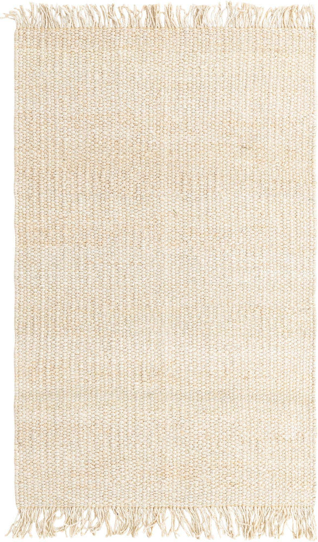 Ivory 5' 1 x 8' Chunky Jute Rectangle Area Rug 100% All Natural Jute Sustainable Eco-Friendly Carpet Mat for Natural Interior Design Homes for Sale at Rug Engine