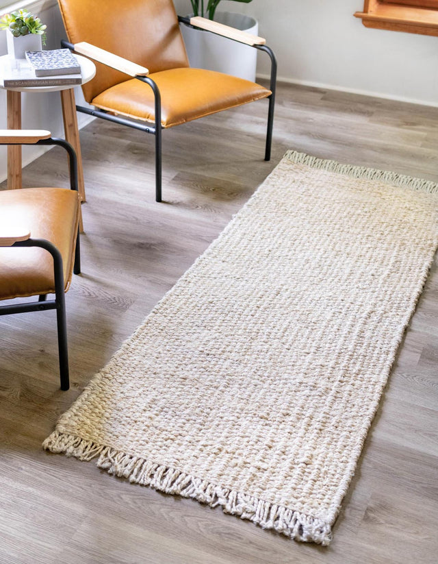 Ivory 2' 7 x 12' Chunky Jute Runner Area Rug 100% All Natural Jute Sustainable Eco-Friendly Carpet Mat for Natural Interior Design Homes for Sale at Rug Engine