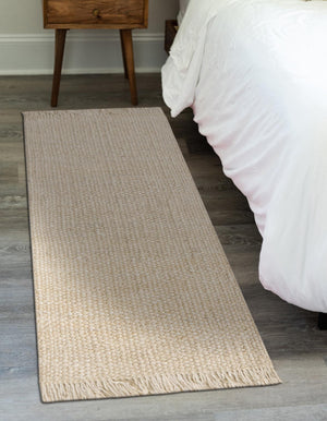 Ivory 2' x 4' 1 Chunky Jute Runner Area Rug 100% All Natural Jute Sustainable Eco-Friendly Carpet Mat for Natural Interior Design Homes for Sale at Rug Engine
