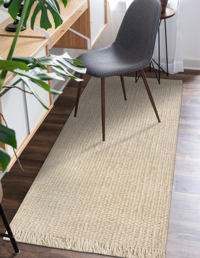 Ivory 2' 7 x 12' Chunky Jute Runner Area Rug 100% All Natural Jute Sustainable Eco-Friendly Carpet Mat for Natural Interior Design Homes for Sale at Rug Engine