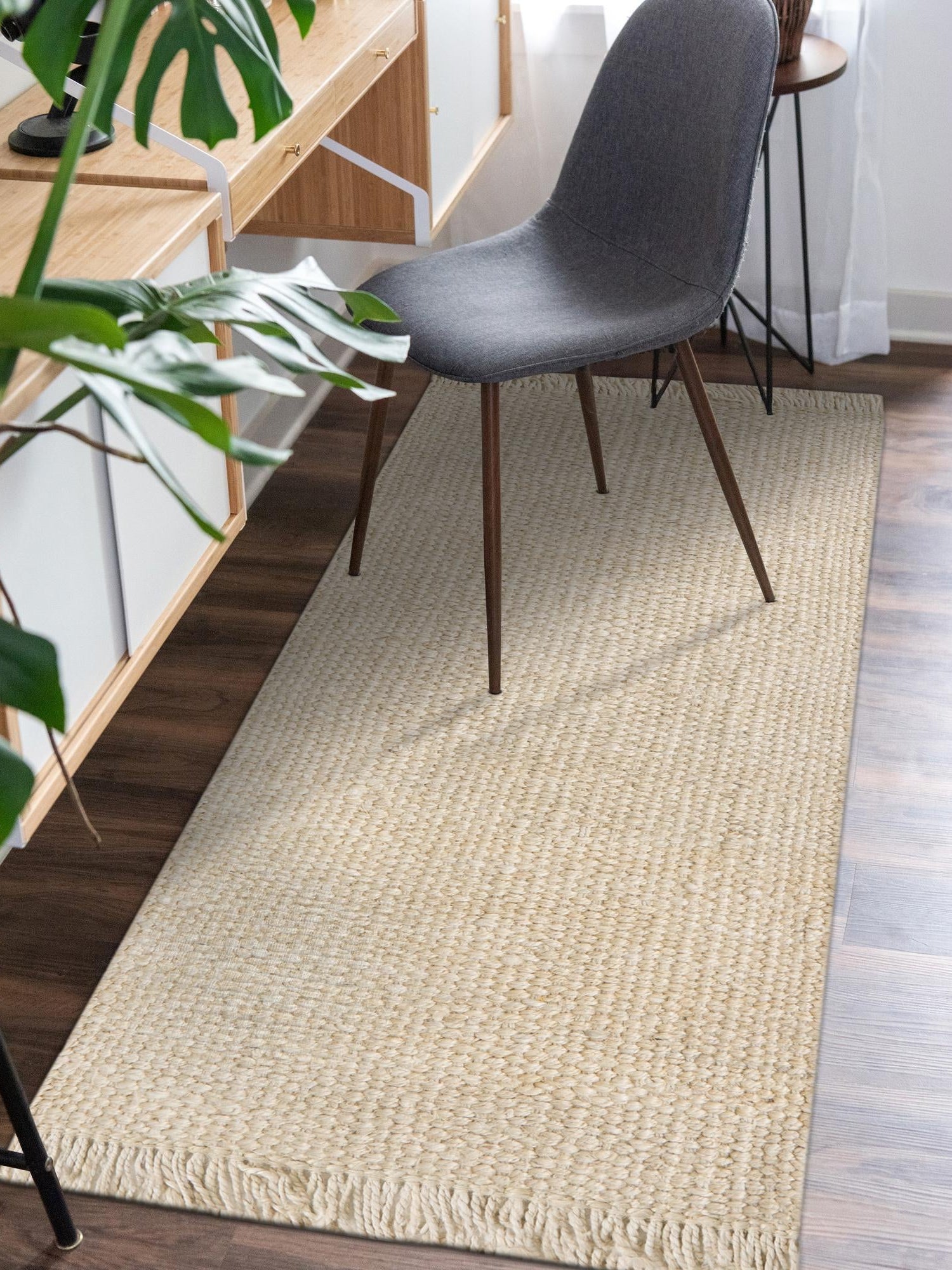Ivory 2' 7 x 10' Chunky Jute Runner Area Rug 100% All Natural Jute Sustainable Eco-Friendly Carpet Mat for Natural Interior Design Homes for Sale at Rug Engine