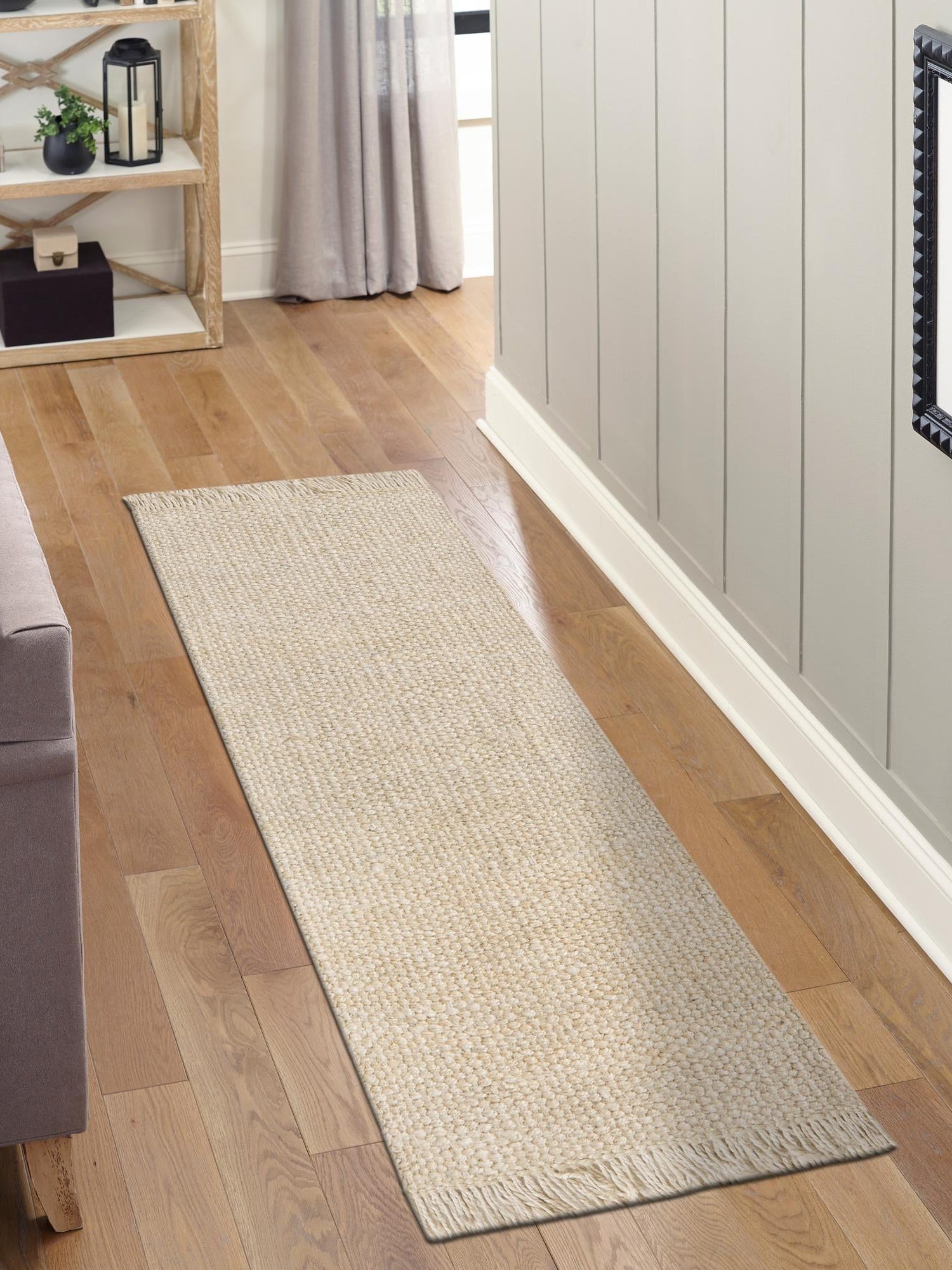 Ivory 2' 7 x 6' 1 Chunky Jute Runner Area Rug 100% All Natural Jute Sustainable Eco-Friendly Carpet Mat for Natural Interior Design Homes for Sale at Rug Engine