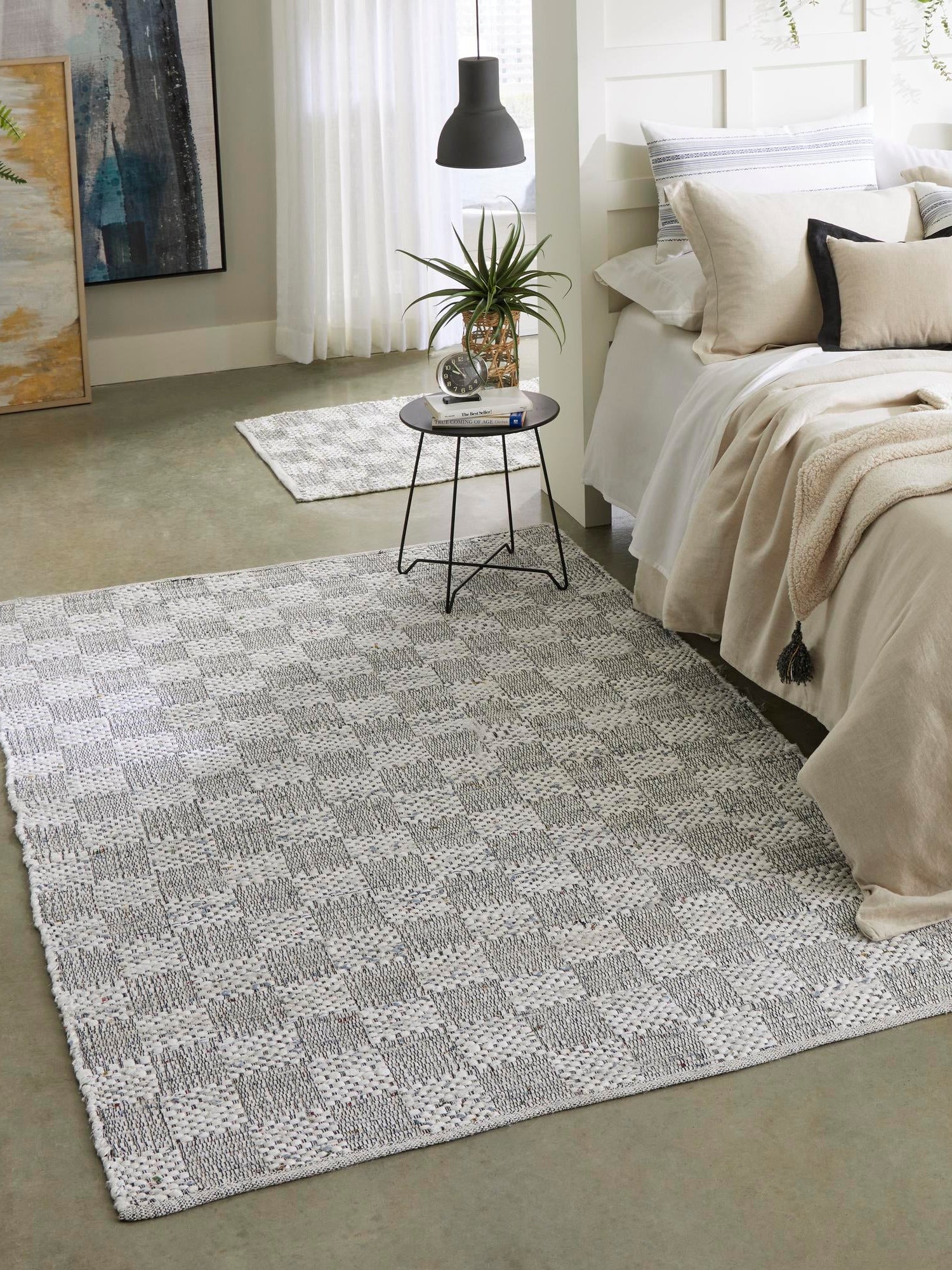 Ivory 4' 1 x 6' 1 Chindi Cotton Rectangle Area Rug Interior Design Home Decor Carpet Mat for Sale at Rug Engine