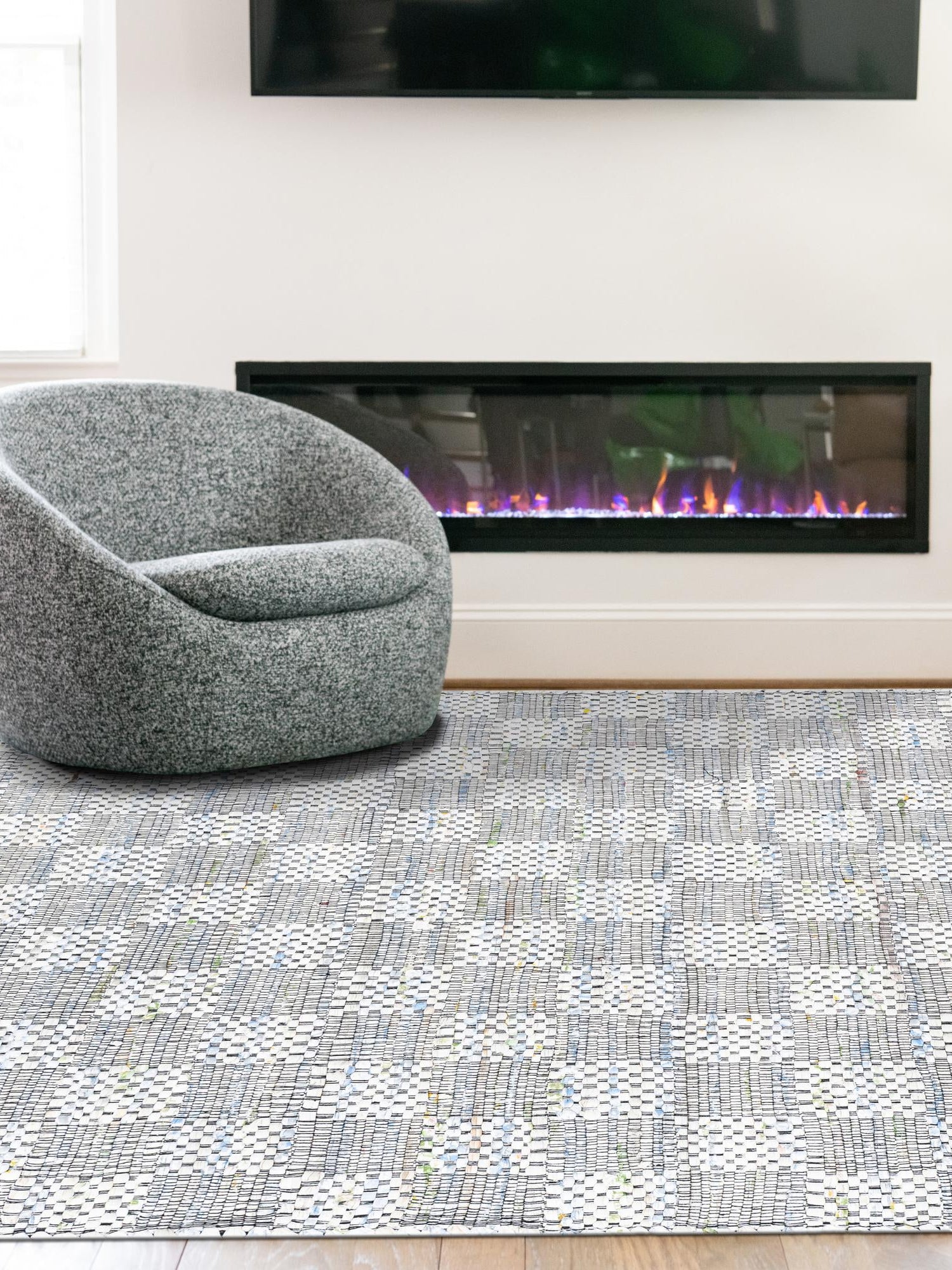 Ivory 9' x 12' 2 Chindi Cotton Rectangle Area Rug Interior Design Home Decor Carpet Mat for Sale at Rug Engine