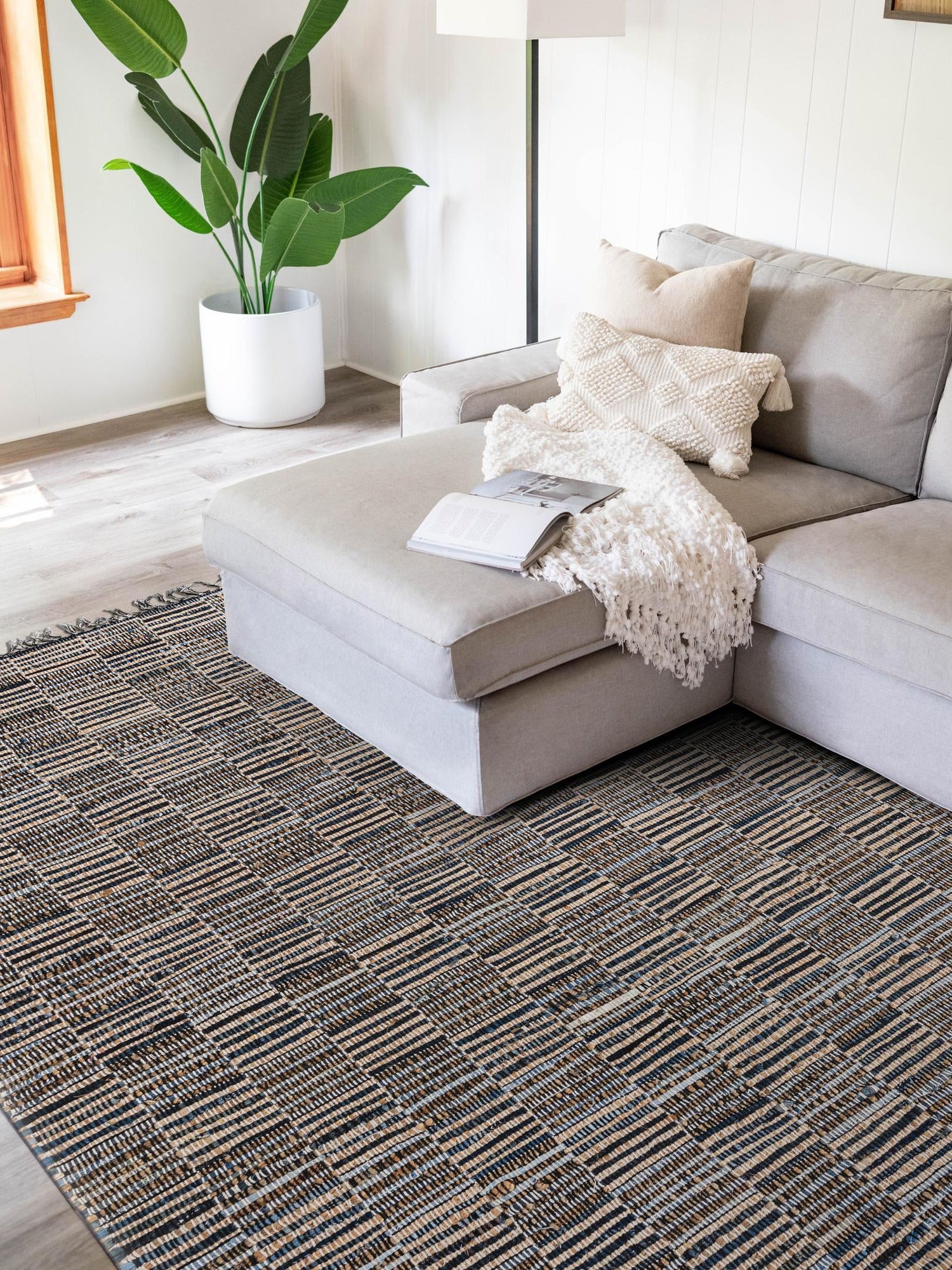Dark Gray 5' 1 x 8' Chindi Jute Rectangle Area Rug Interior Design Home Decor Carpet Mat for Sale at Rug Engine