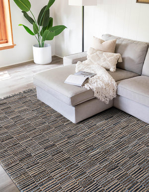 Dark Gray 5' 1 x 8' Chindi Jute Rectangle Rug