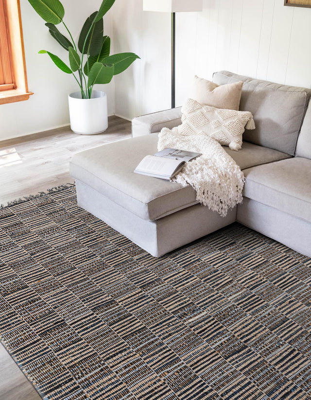 Dark Gray 5' 1 x 8' Chindi Jute Rectangle Rug