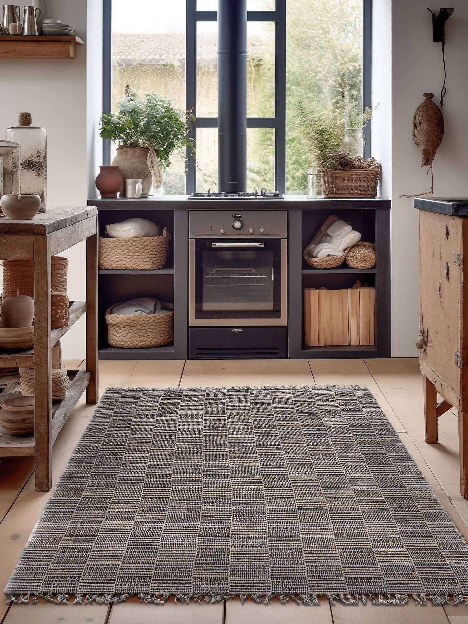 Dark Gray 5' 1 x 8' Chindi Jute Rectangle Area Rug Interior Design Home Decor Carpet Mat for Sale at Rug Engine