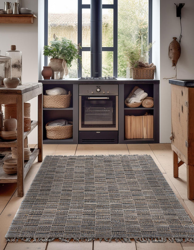 Dark Gray 5' 1 x 8' Chindi Jute Rectangle Rug