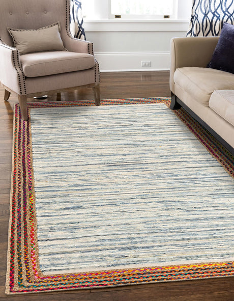 Ivory 8' x 10' Chindi Jute Rectangle Rug