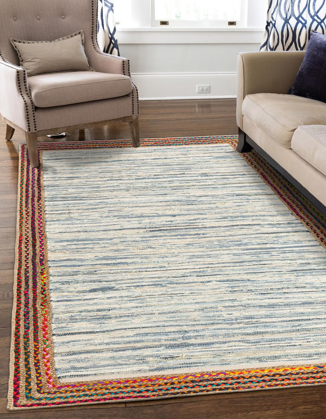 Ivory 6' 1 x 9' Chindi Jute Rectangle Rug