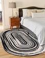 Black and White 8' x 10' Braided Chindi Oval Rug