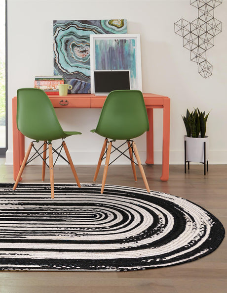 Black and White 3' 3 x 5' 1 Braided Chindi Oval Area Rug 100% Cotton Hand Braided Natural Eco-Friendly Boho Style Modern Carpet for Living Rooms Dining Office Dorm for Sale at Rug Engine