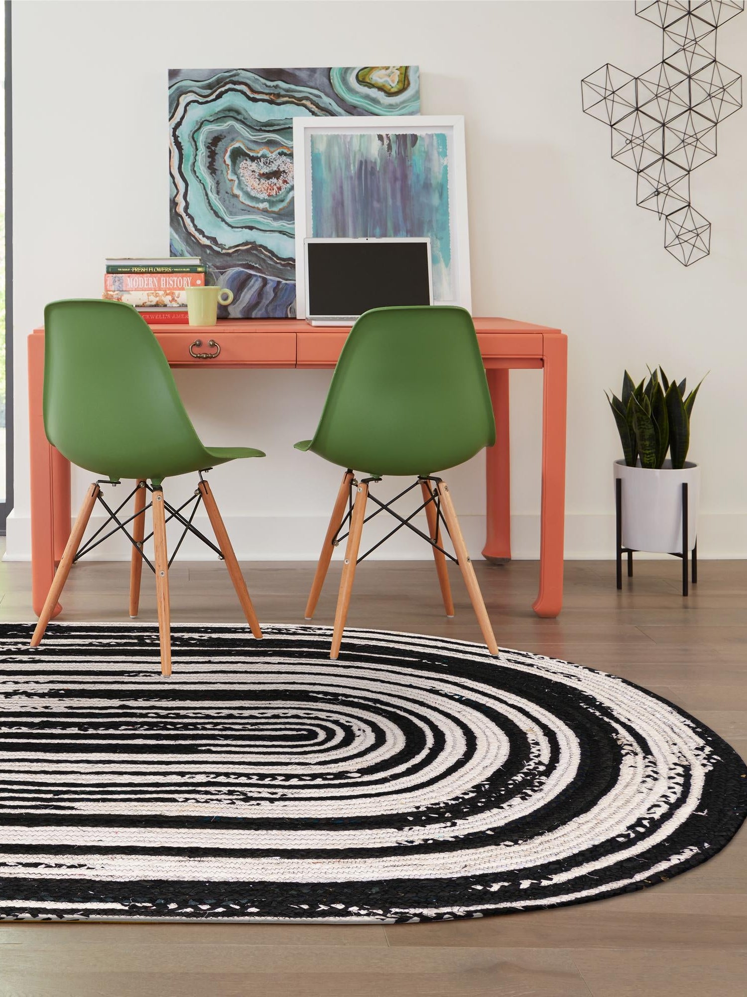 Black and White 8' x 10' Braided Chindi Oval Area Rug 100% Cotton Hand Braided Natural Eco-Friendly Boho Style Modern Carpet for Living Rooms Dining Office Dorm for Sale at Rug Engine