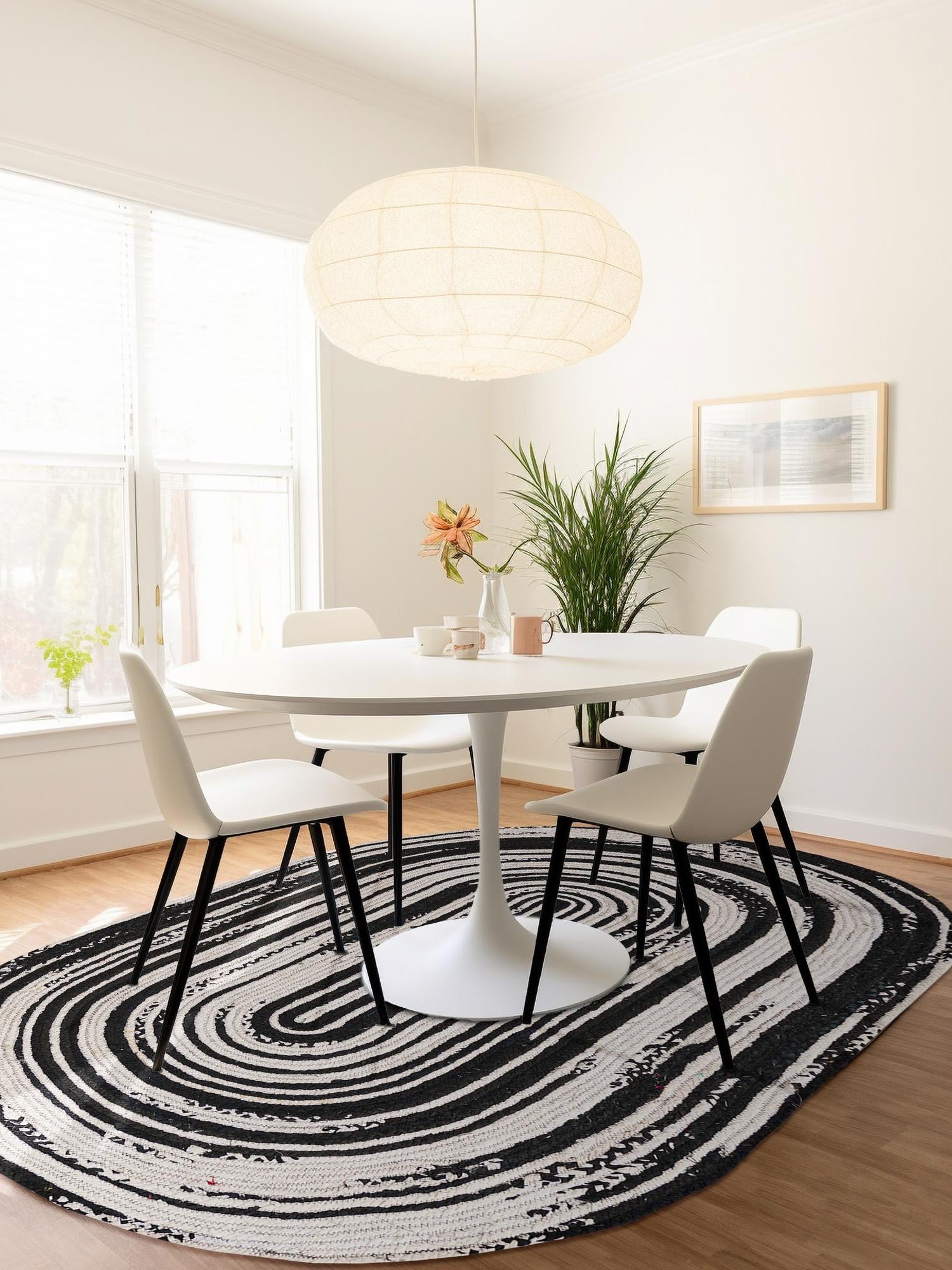Black and White 8' x 10' Braided Chindi Oval Area Rug 100% Cotton Hand Braided Natural Eco-Friendly Boho Style Modern Carpet for Living Rooms Dining Office Dorm for Sale at Rug Engine