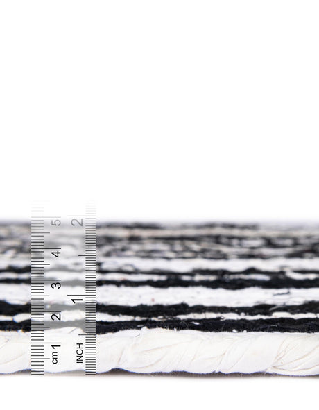 Black and White 3' 3 x 3' 3 Braided Chindi Round Area Rug 100% Cotton Hand Braided Natural Eco-Friendly Boho Style Modern Carpet for Living Rooms Dining Office Dorm for Sale at Rug Engine