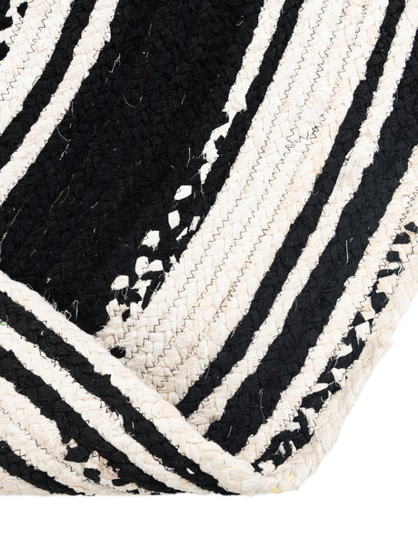 Black and White 3' 3 x 3' 3 Braided Chindi Round Area Rug 100% Cotton Hand Braided Natural Eco-Friendly Boho Style Modern Carpet for Living Rooms Dining Office Dorm for Sale at Rug Engine