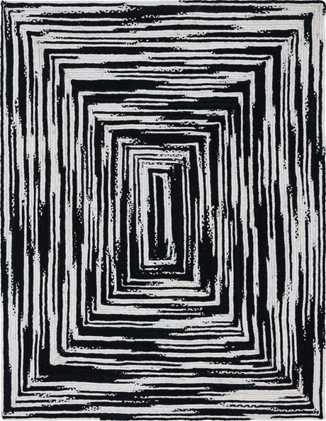 Black and White 9' x 12' 2 Braided Chindi Rectangle Rug