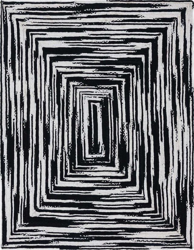 Black and White 9' x 12' 2 Braided Chindi Rectangle Rug