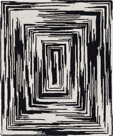 Black and White 8' x 10' Braided Chindi Rectangle Rug