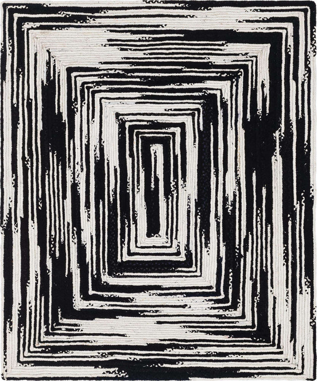 Black and White 8' x 10' Braided Chindi Rectangle Rug