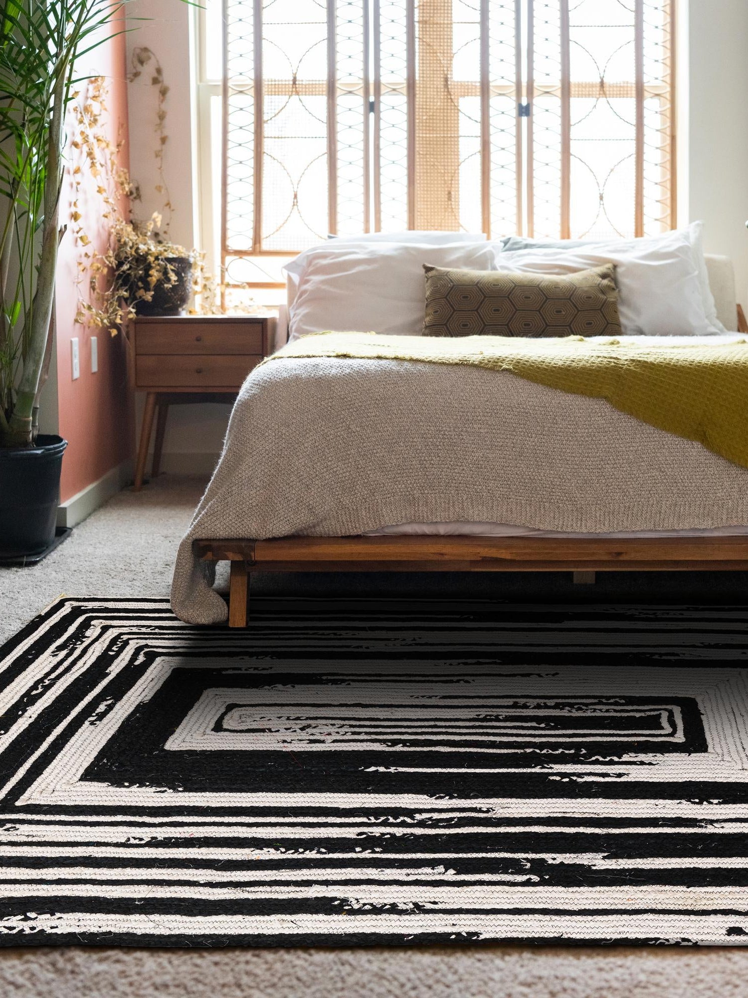 Black and White 9' x 12' 2 Braided Chindi Rectangle Area Rug 100% Cotton Hand Braided Natural Eco-Friendly Boho Style Modern Carpet for Living Rooms Dining Office Dorm for Sale at Rug Engine