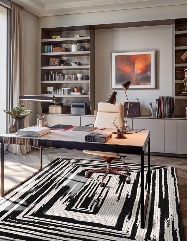 Black and White 8' x 10' Braided Chindi Rectangle Rug