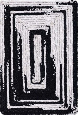 Black and White 2' x 3' 1 Braided Chindi Rectangle Rug