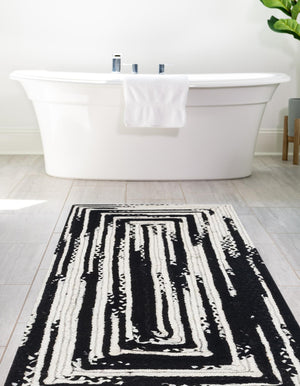 Black and White 2' 7 x 6' 1 Braided Chindi Runner Area Rug 100% Cotton Hand Braided Natural Eco-Friendly Boho Style Modern Carpet for Living Rooms Dining Office Dorm for Sale at Rug Engine